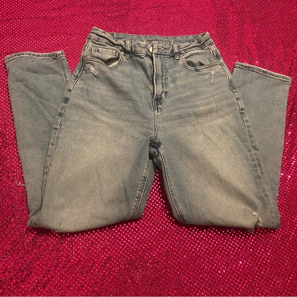 american eagle distress light blue jeans size 4